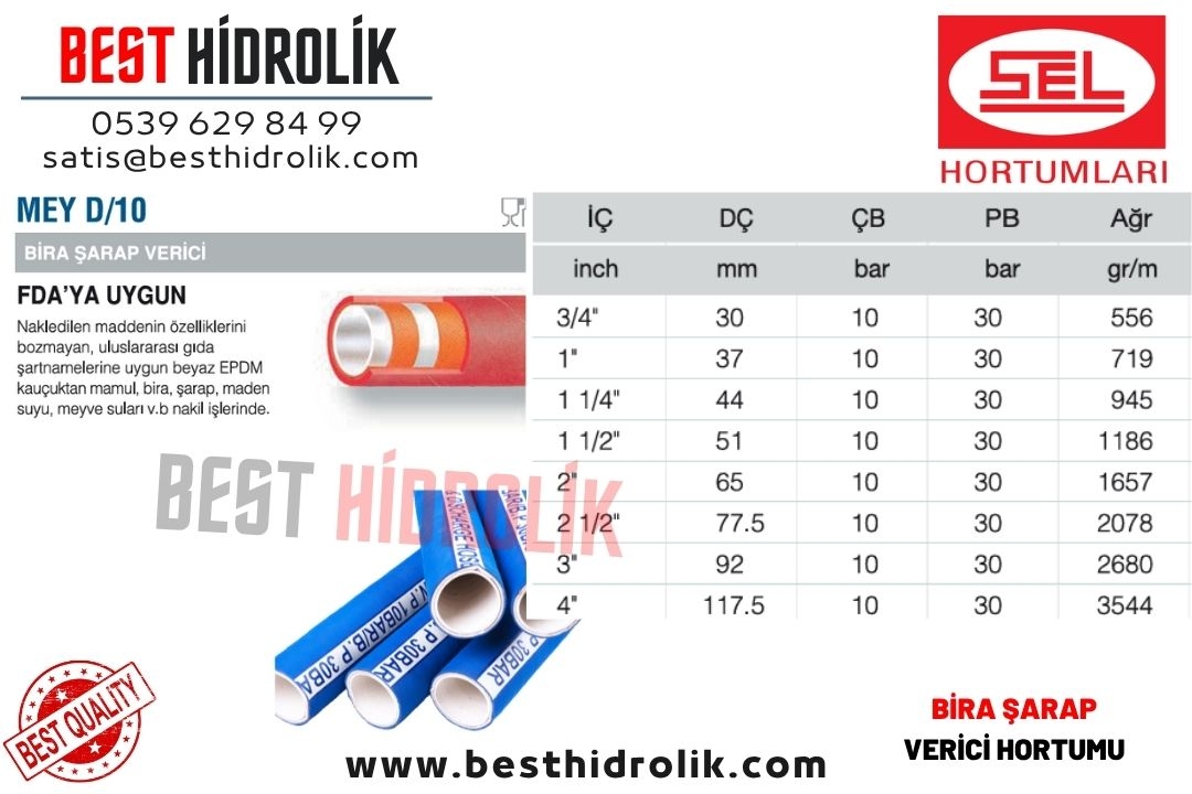 SEL 1 1/4 ’’ MEY D/10 BİRA ŞARAP VERİCİ HORTUMU GIDAYA UYGUN